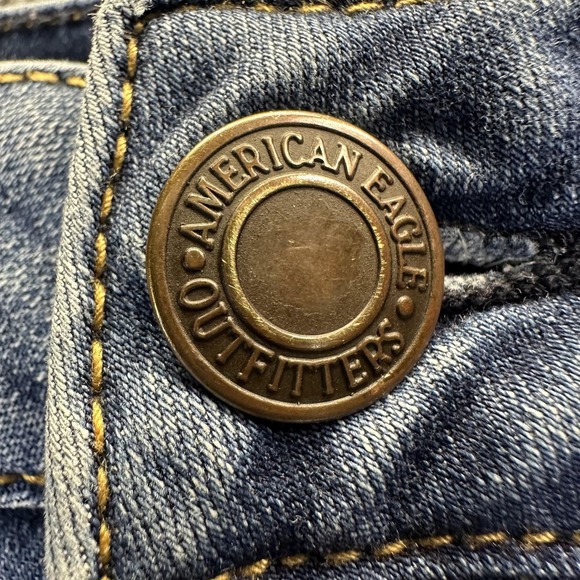 American Eagle Shorts Womens 0 Blue Jean Denim Super Stretch Distressed Cuffed - Picture 4 of 13